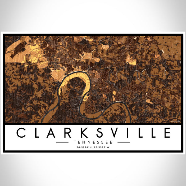 Clarksville - Tennessee Map Print in Ember