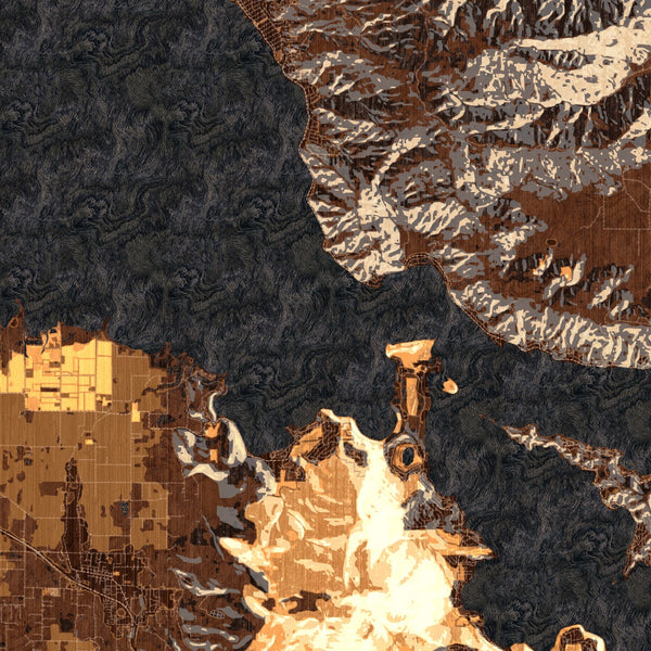 Clear Lake California Map Print in Ember Style Zoomed In Close Up Showing Details