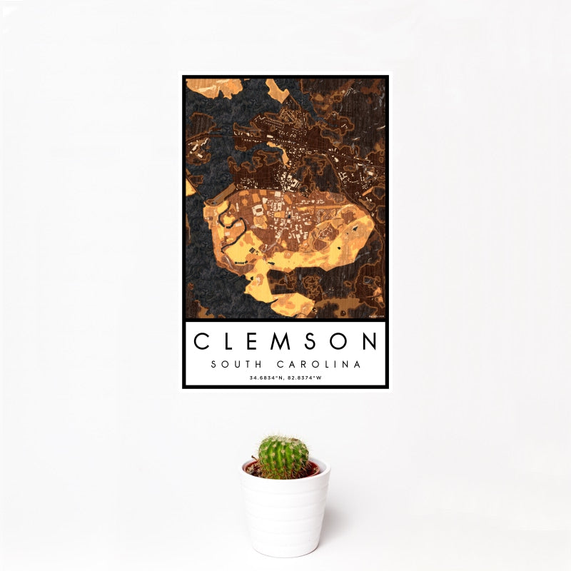 Clemson - South Carolina Map Print in Ember