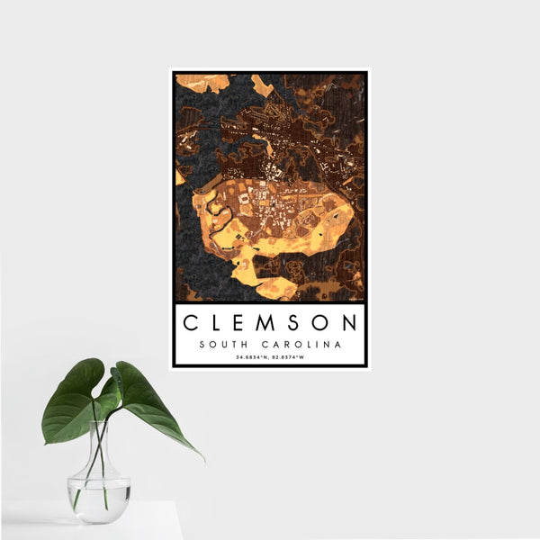 Clemson - South Carolina Map Print in Ember