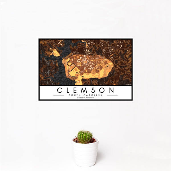 Clemson - South Carolina Map Print in Ember