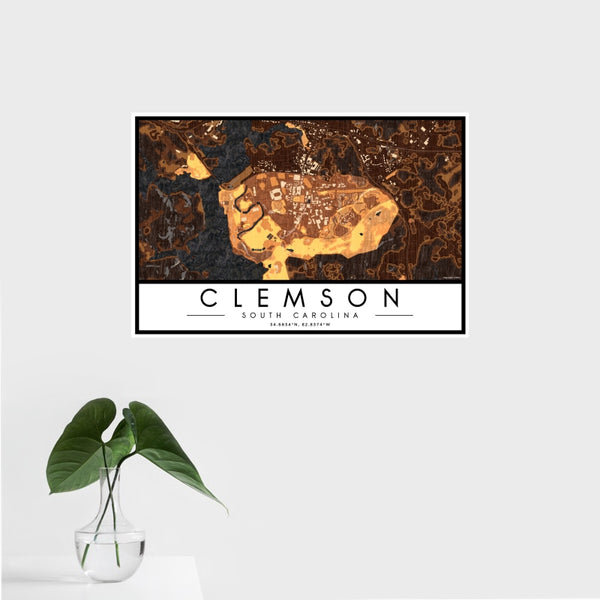 Clemson - South Carolina Map Print in Ember