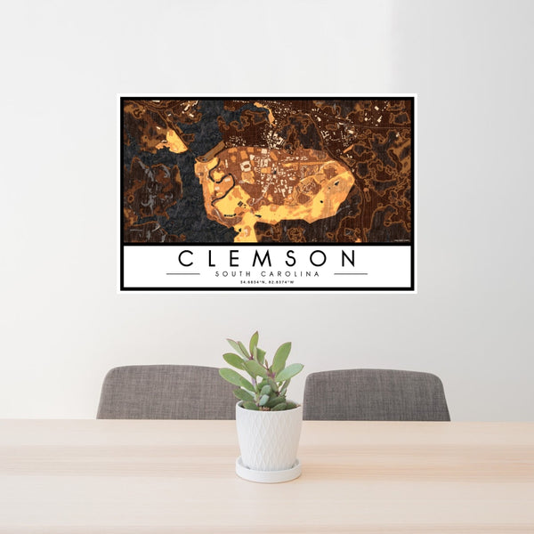 Clemson - South Carolina Map Print in Ember