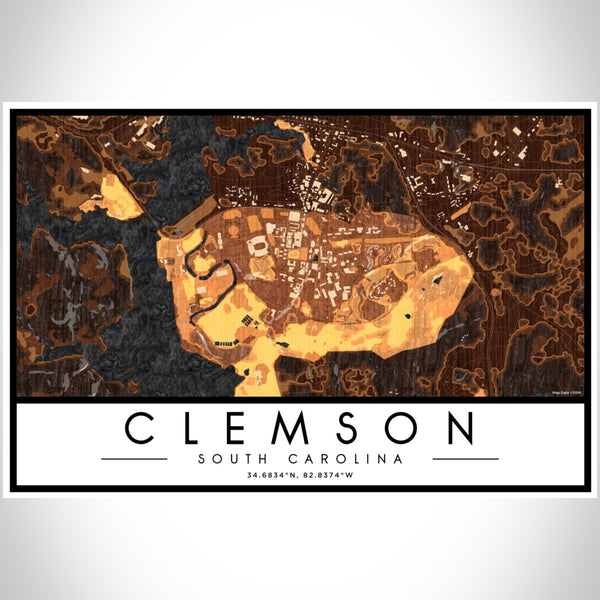 Clemson - South Carolina Map Print in Ember