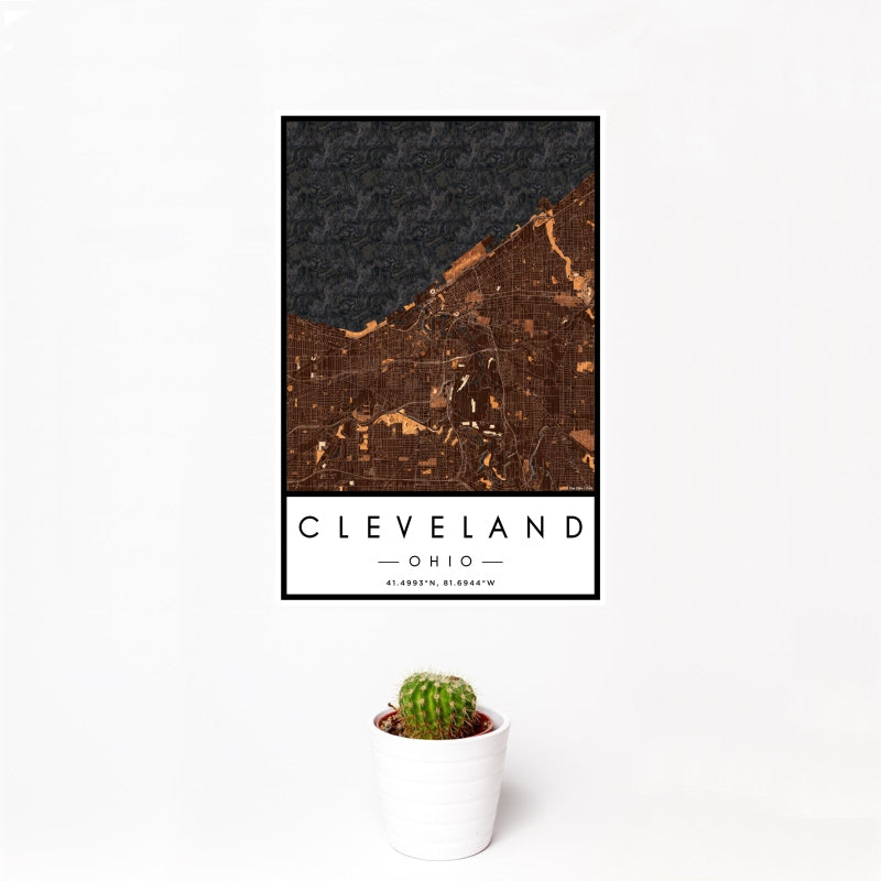 Cleveland - Ohio Map Print in Ember