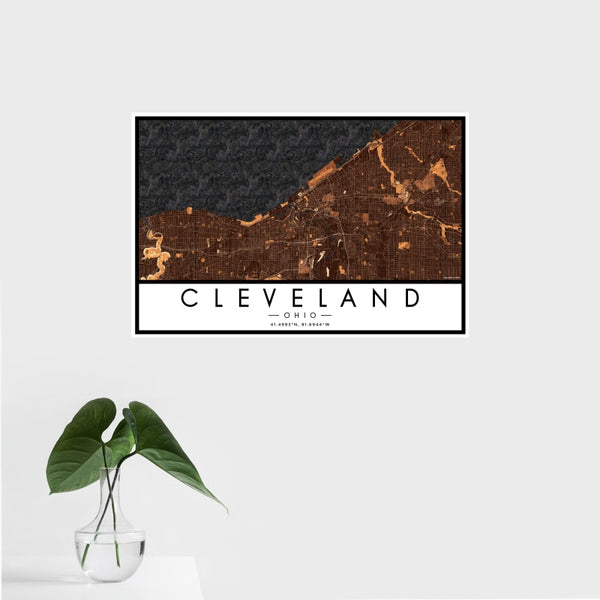 Cleveland - Ohio Map Print in Ember