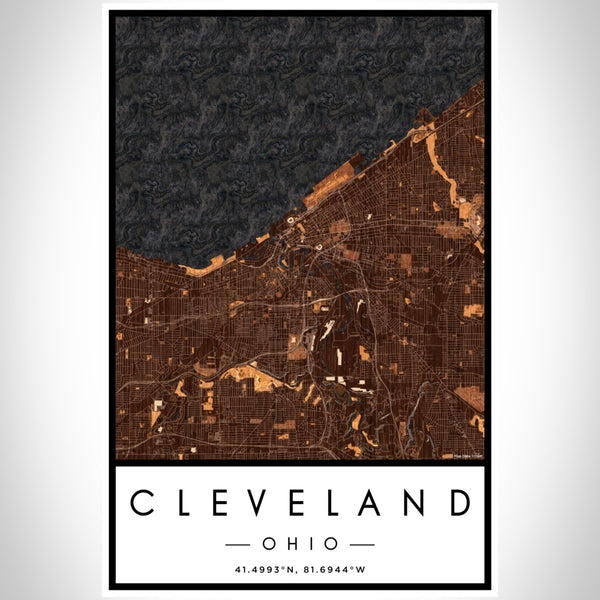 Cleveland - Ohio Map Print in Ember