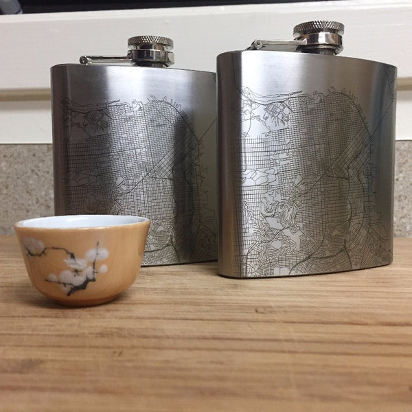 Cleveland - Ohio Map Hip Flask