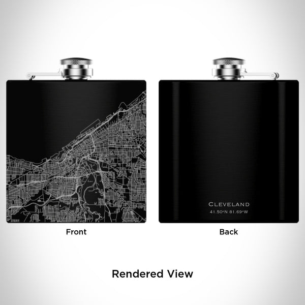Cleveland - Ohio Map Hip Flask in Matte Black
