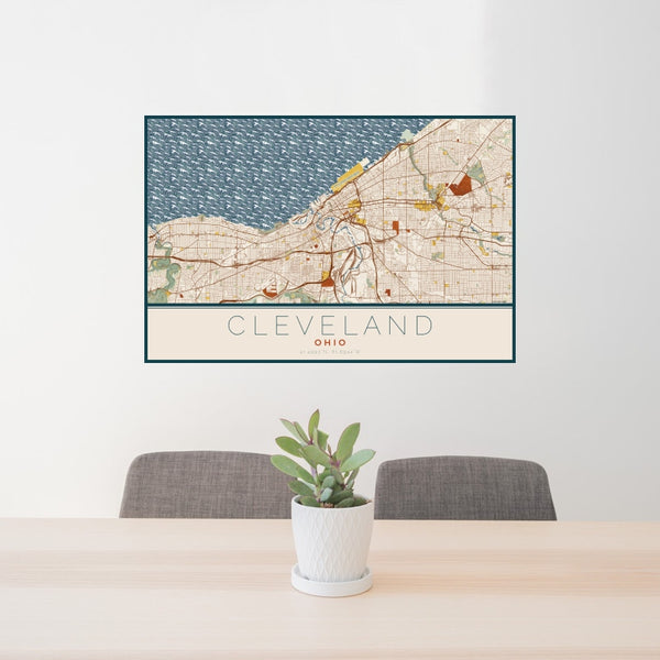 Cleveland - Ohio Map Print in Woodblock