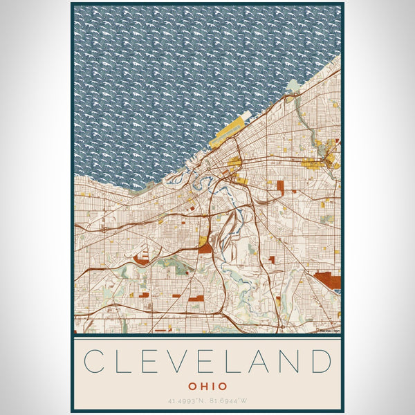 Cleveland - Ohio Map Print in Woodblock