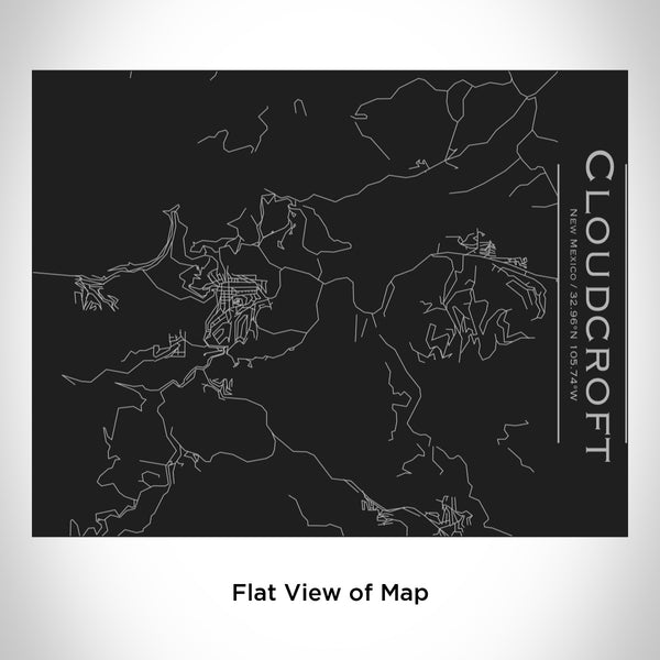 Rendered View of Cloudcroft New Mexico Map Engraving on 20oz Stainless Steel Insulated Bottle with Bamboo Top in Black