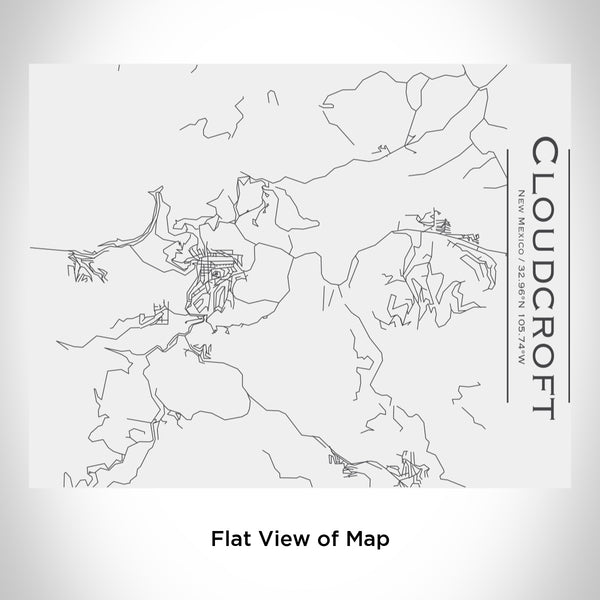 Rendered View of Cloudcroft New Mexico Map Engraving on 20oz Stainless Steel Insulated Bottle with Bamboo Top in White