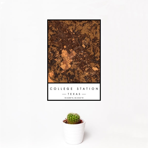 College Station - Texas Map Print in Ember