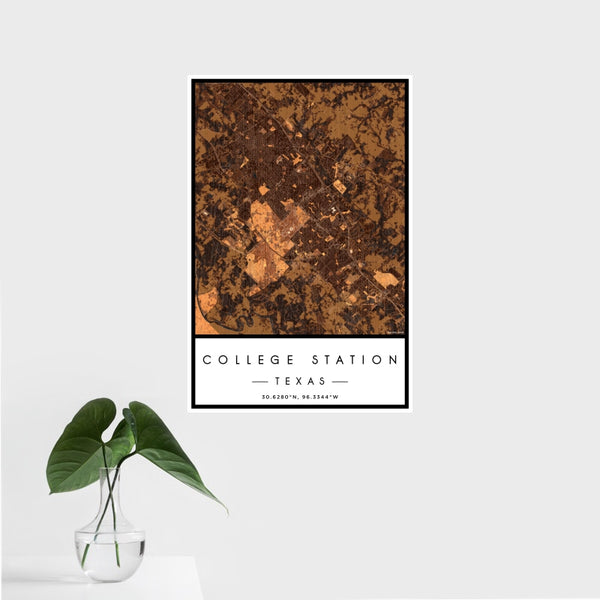 College Station - Texas Map Print in Ember