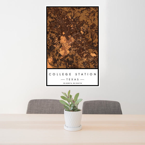 College Station - Texas Map Print in Ember