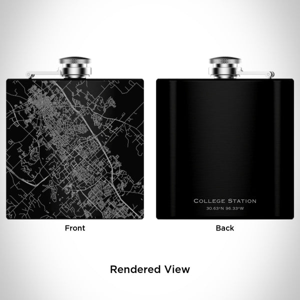 College Station - Texas Map Hip Flask in Matte Black