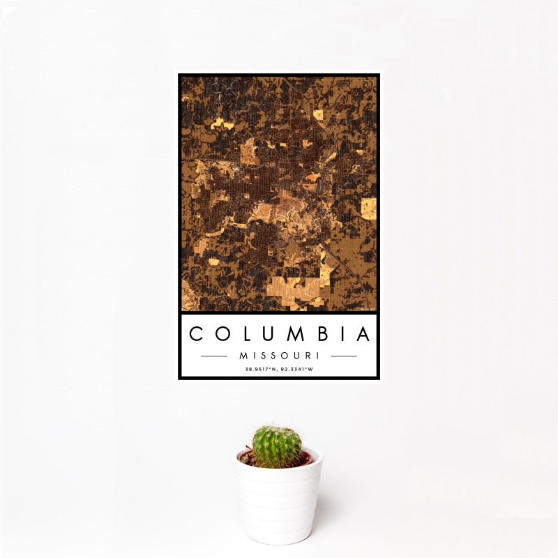 Columbia - Missouri Map Print in Ember