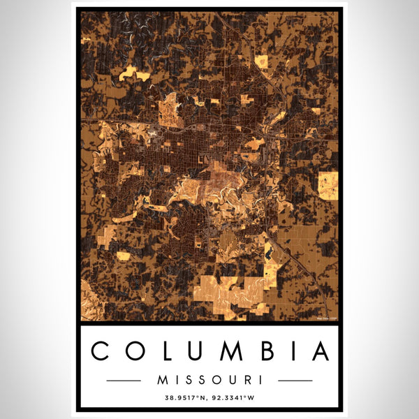 Columbia - Missouri Map Print in Ember