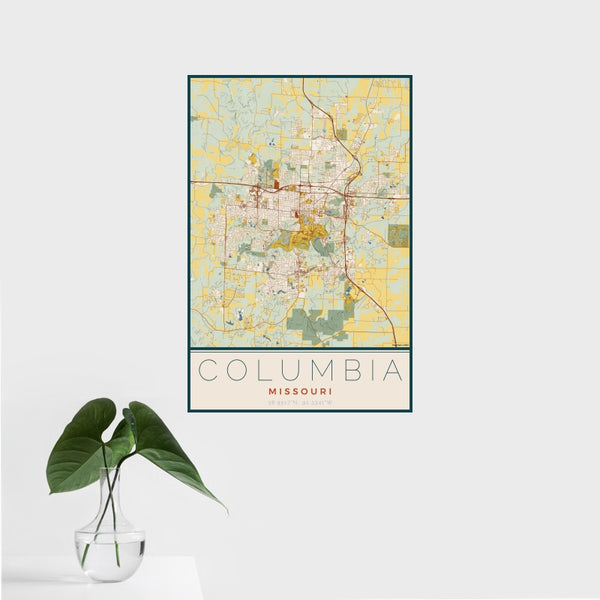 Columbia - Missouri Map Print in Woodblock