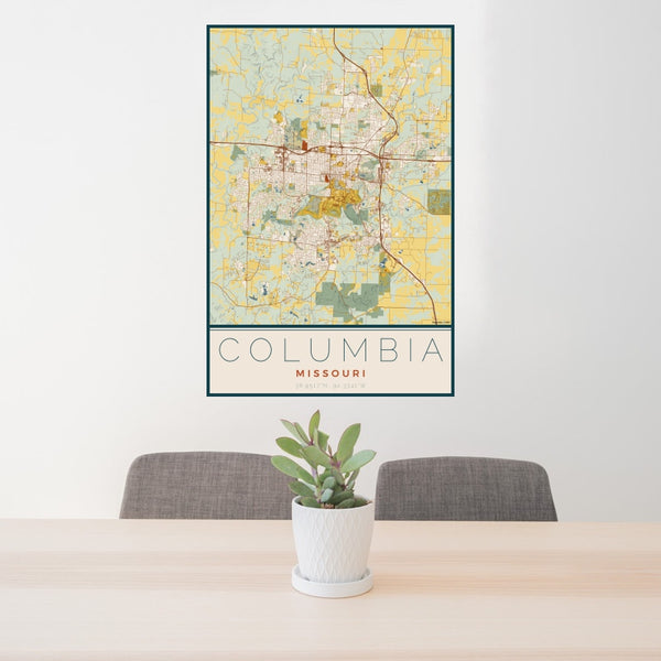 Columbia - Missouri Map Print in Woodblock