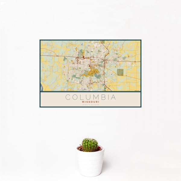 Columbia - Missouri Map Print in Woodblock