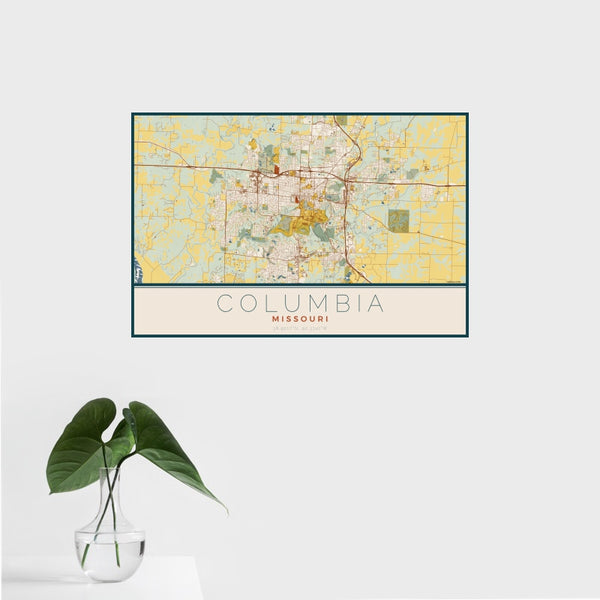 Columbia - Missouri Map Print in Woodblock