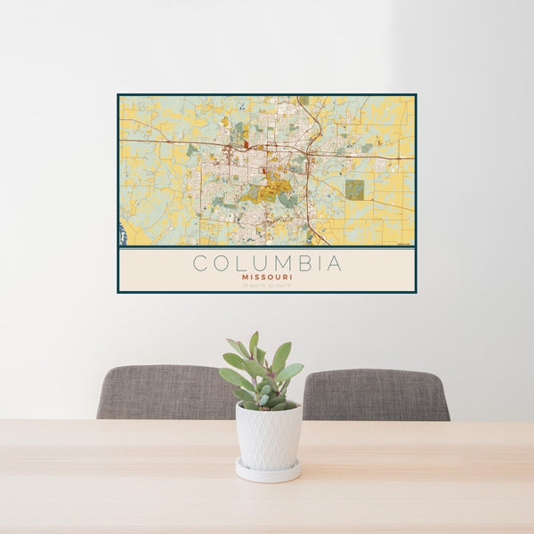 Columbia - Missouri Map Print in Woodblock