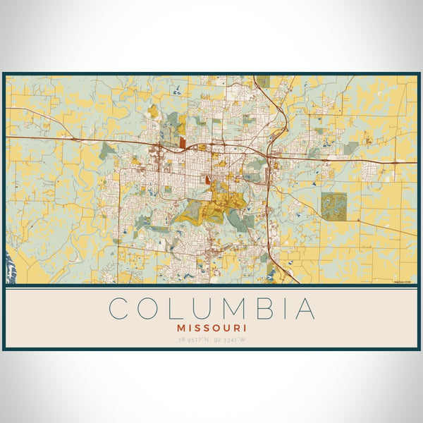 Columbia - Missouri Map Print in Woodblock