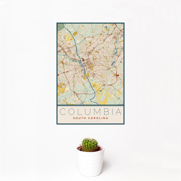 Columbia - South Carolina Map Print in Woodblock
