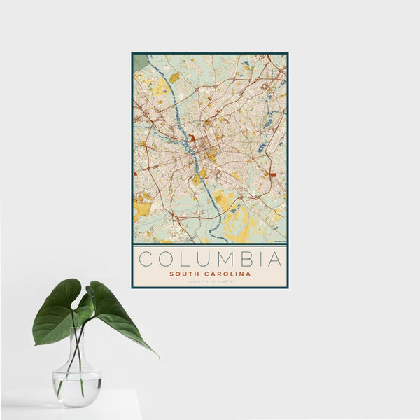 Columbia - South Carolina Map Print in Woodblock