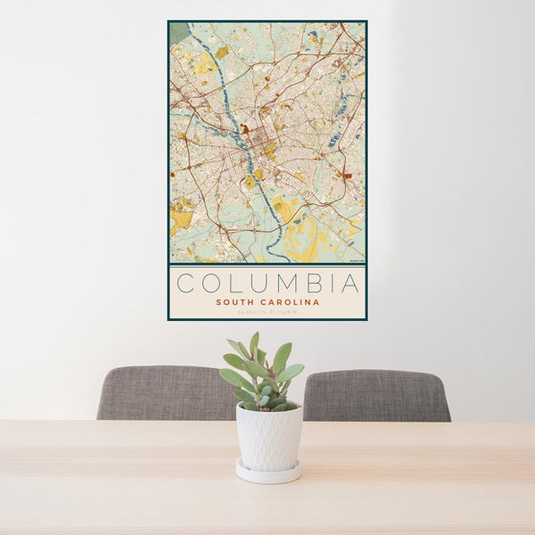 Columbia - South Carolina Map Print in Woodblock