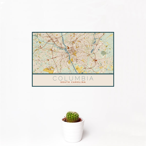 Columbia - South Carolina Map Print in Woodblock