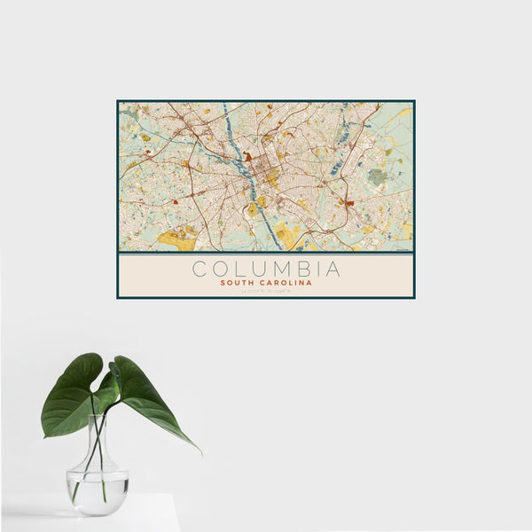 Columbia - South Carolina Map Print in Woodblock