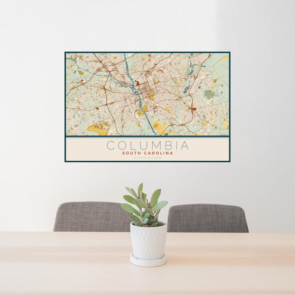Columbia - South Carolina Map Print in Woodblock