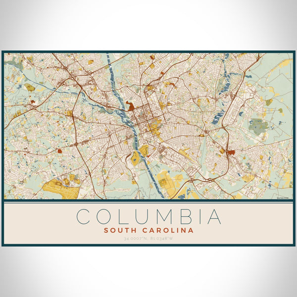 Columbia - South Carolina Map Print in Woodblock