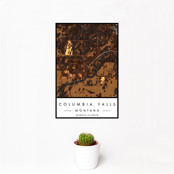 Columbia Falls - Montana Map Print in Ember