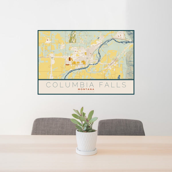 Columbia Falls - Montana Map Print in Woodblock