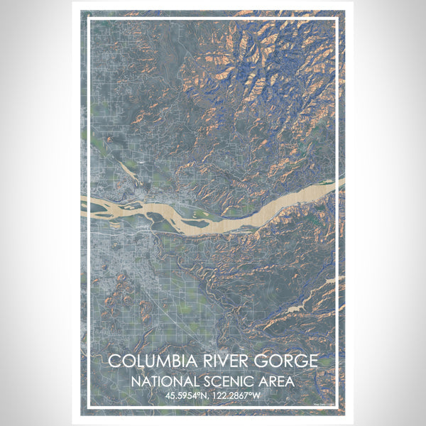 Columbia River Gorge National Scenic Area Map Print Portrait Orientation in Afternoon Style With Shaded Background