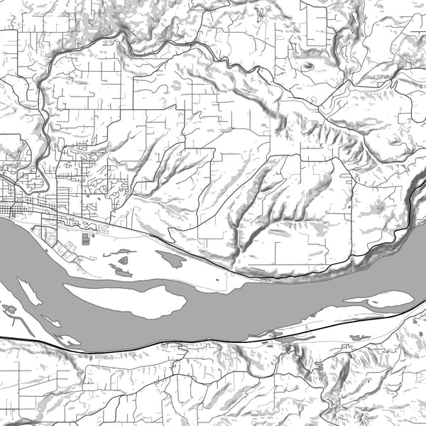 Columbia River Gorge National Scenic Area Map Print in Classic Style Zoomed In Close Up Showing Details