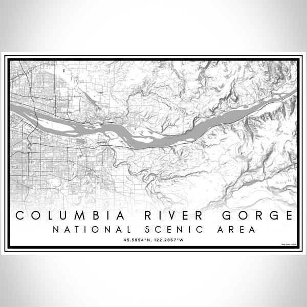 Columbia River Gorge National Scenic Area Map Print Landscape Orientation in Classic Style With Shaded Background