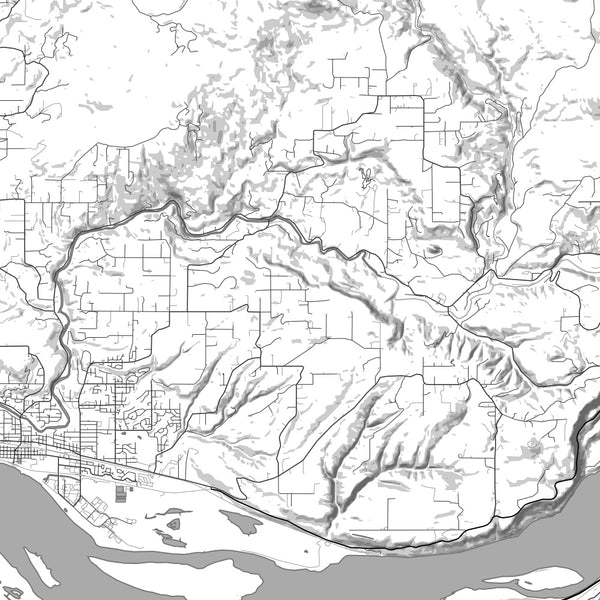 Columbia River Gorge Washington Map Print in Classic Style Zoomed In Close Up Showing Details