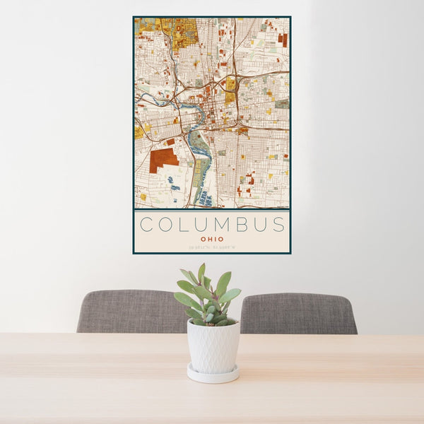 Columbus - Ohio Map Print in Woodblock