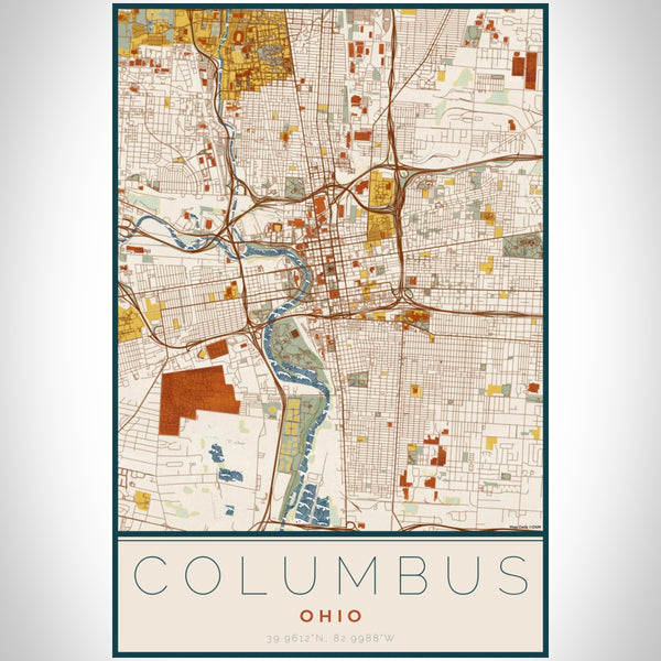 Columbus - Ohio Map Print in Woodblock
