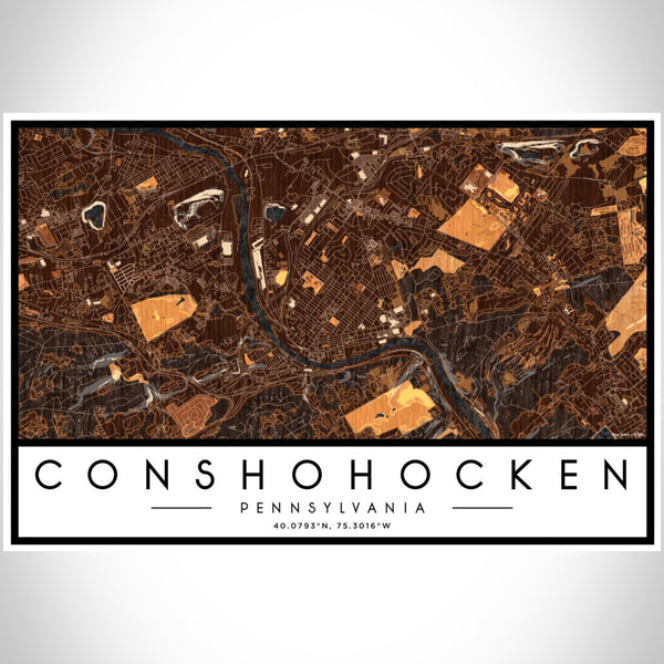 Conshohocken - Pennsylvania Map Print in Ember