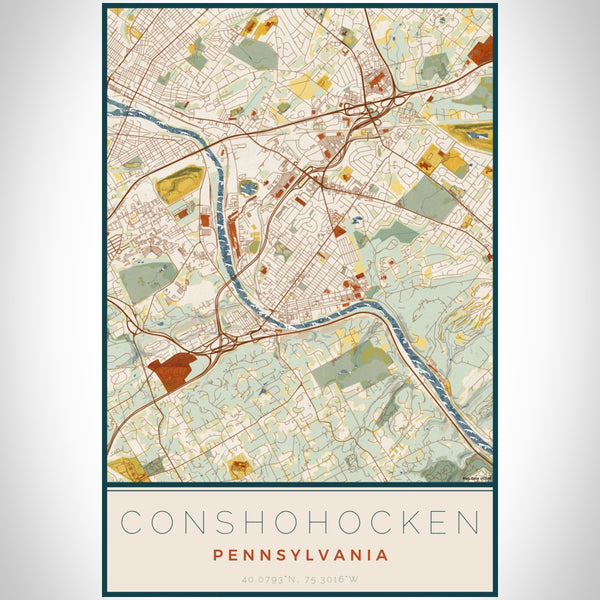 Conshohocken - Pennsylvania Map Print in Woodblock