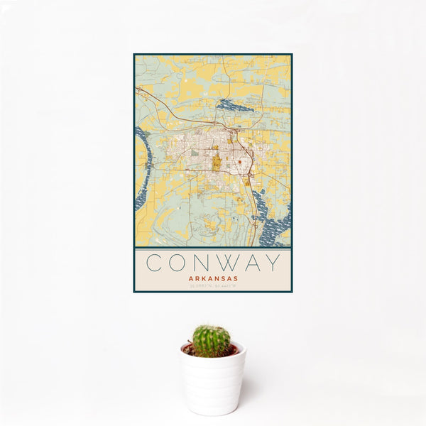Conway - Arkansas Map Print in Woodblock
