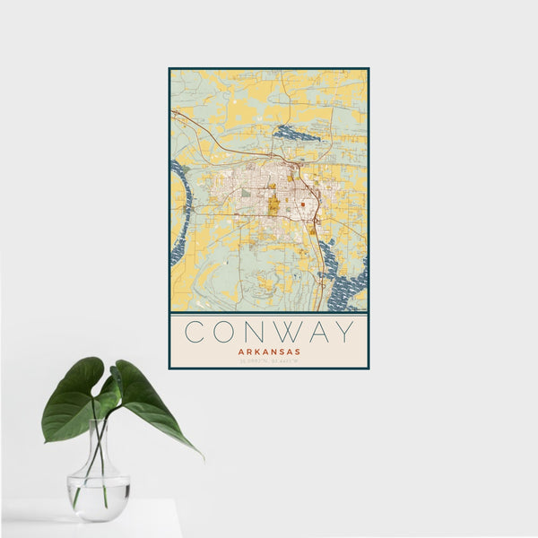 Conway - Arkansas Map Print in Woodblock