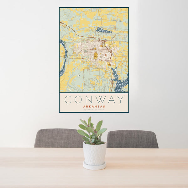 Conway - Arkansas Map Print in Woodblock