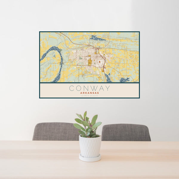 Conway - Arkansas Map Print in Woodblock